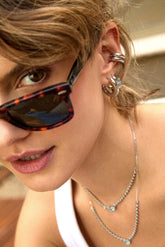 Silver Plump Ear Cuff, White Rhodium + Earth Gift